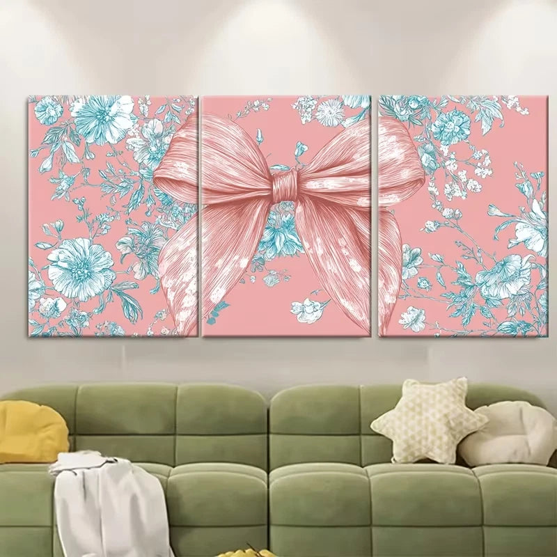 3pcs Blue White Floral Soft Girl Aesthetic Metal Print Ready to Hang Art - Bella Home Decor