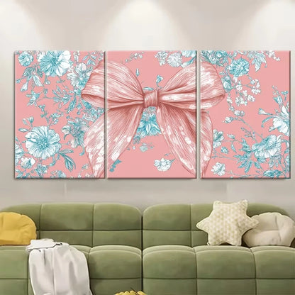 3pcs Blue White Floral Soft Girl Aesthetic Metal Print Ready to Hang Art - Bella Home Decor