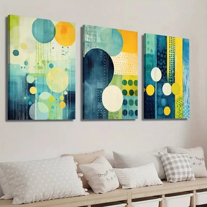 3pcs Abstract Colorful Circle Wall Art Set Canvas Unframed - High Quality Print 100% Australian Made Wall Canvas - Bella Home Decor