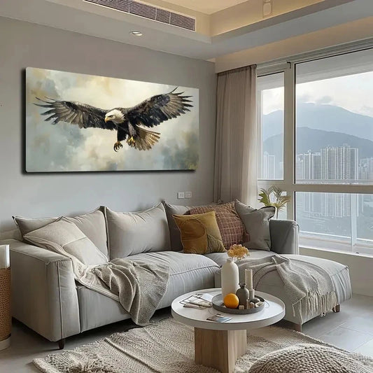 Majestic Eagle in Flight Wall Art canvas office home room framed 120x60cm