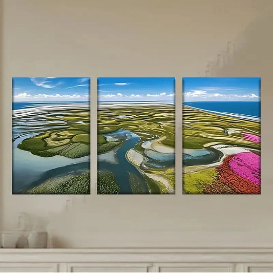 3pcs A view of a body of water Wall Art Set Canvas Framed 40x60cm - High Quality Print 100% Australian Made Wall Canvas Ready to Hang