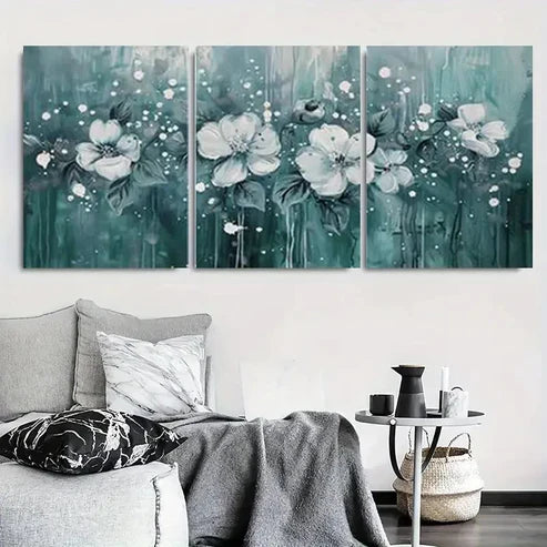 3pcs White Flowers & Butterflies  Wall Art Set Canvas Unframed - High Quality Print 100% Australian Made Wall Canvas