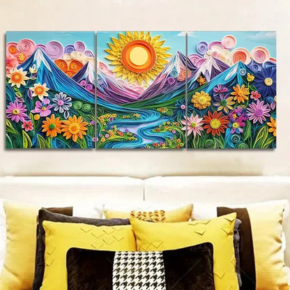 3pcs The sun rises from the mountain  Wall Art Set Canvas Unframed - High Quality Print 100% Australian Made Wall Canvas