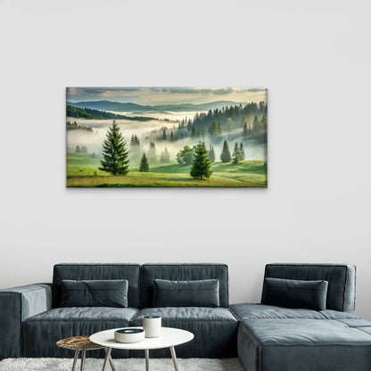 Beautiful Mountain View Fog Wall Art Canvas Office Home Room Framed 120x60cm