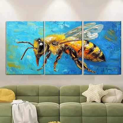 3pcs Honeybee Impasto Artwork FI   Wall Art Set Canvas Framed 40x60cm - High Quality Print 100% Australian Made Wall Canvas Ready to Hang