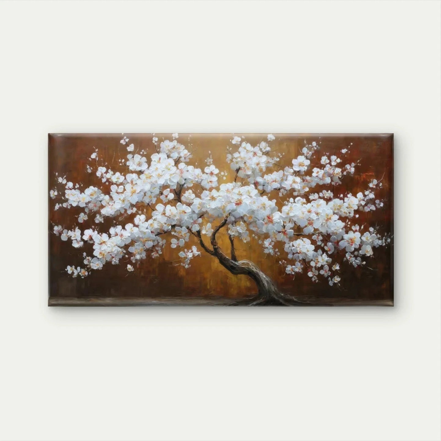 Elegant White Blossom Tree Wall Art Canvas Office Home Room Framed 120x60cm