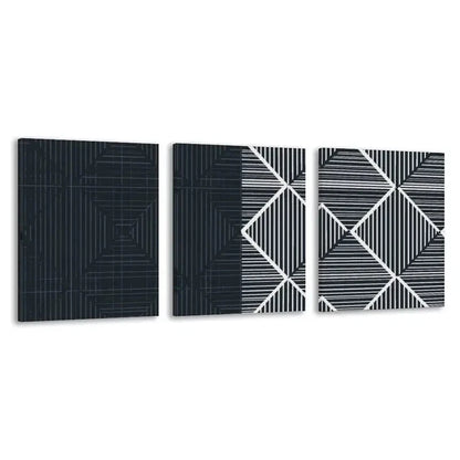 3pcs Black & White Geometric Line Decor  Wall Art Set Canvas Framed 40x60cm - High Quality Print 100% Australian Made Wall Canvas Ready to Hang - Bella Home Decor