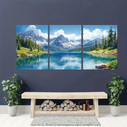 3pcs Mountain Lake Landscape National Park Scenes Metal Print Ready to Hang Art - Bella Home Decor
