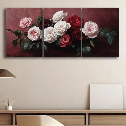 3pcs Colorful Roses Design Painting Metal Print Ready to Hang Art - Bella Home Decor