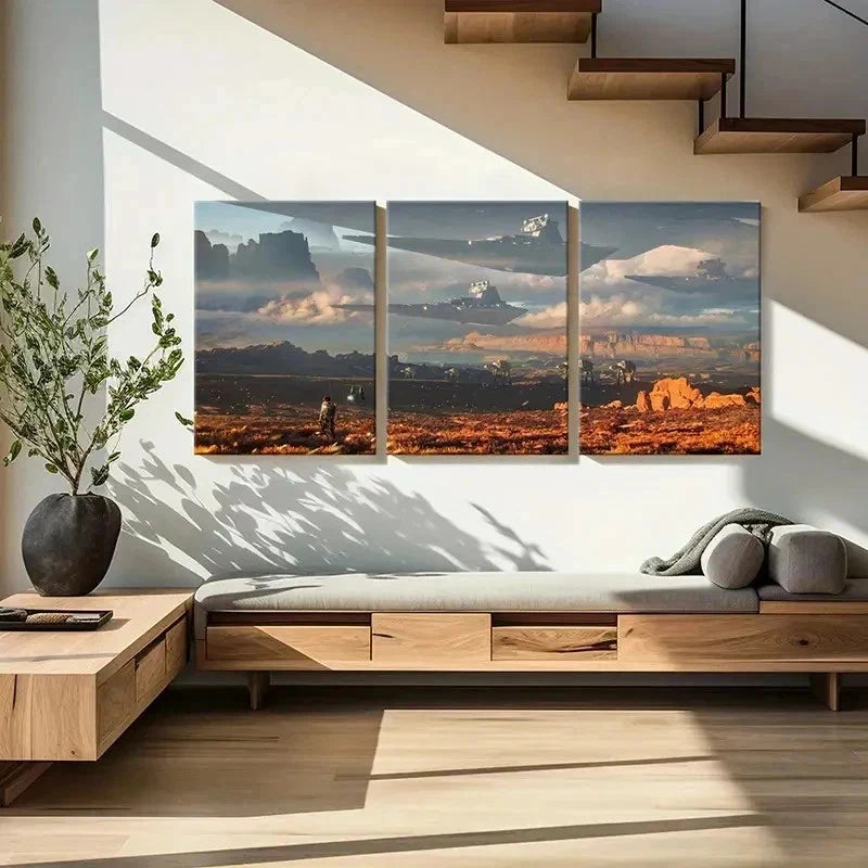 3pcs Classic Science Fiction Movie Wall Art Set Canvas Framed 50x70cm - High Quality Print 100% Australian Made Wall Canvas Ready to Hang - Bella Home Decor