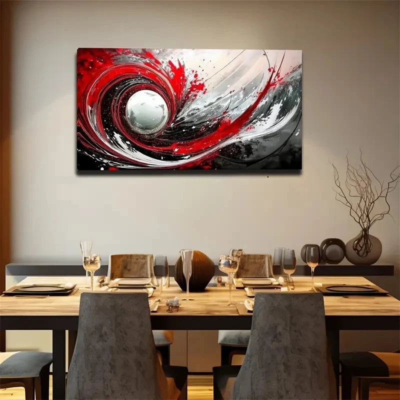 Black & White Vortex Design Wall Art canvas office home room framed 120x60cm - Bella Home Decor