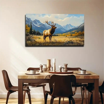 Elk On Yhe Grassland Deco Wall Art Canvas Office Home Room Framed 120x60cm