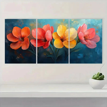3pcs Spring Floral Vibrant Freesia Flower Metal Print Ready to Hang Art