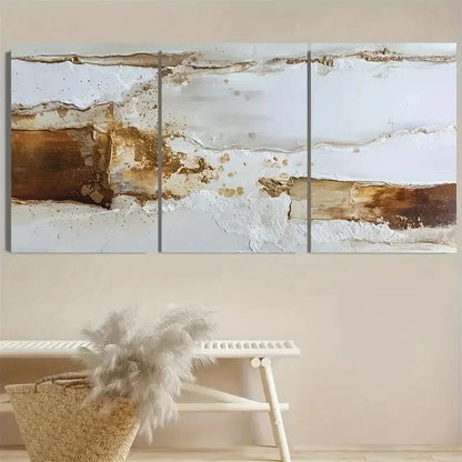 3pcs White and Brown Modern Decorative Art Wall Art Set Canvas Framed 40x60cm - High Quality Print 100% Australian Made Wall Canvas Ready to Hang