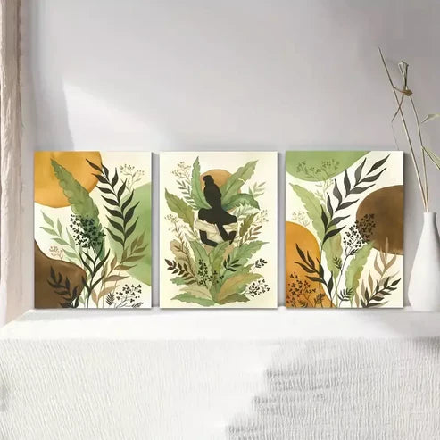 3pcs Water Color Plant Abstract Boho Wall Art Set Canvas Unframed - High Quality Print 100% Australian Made Wall Canvas