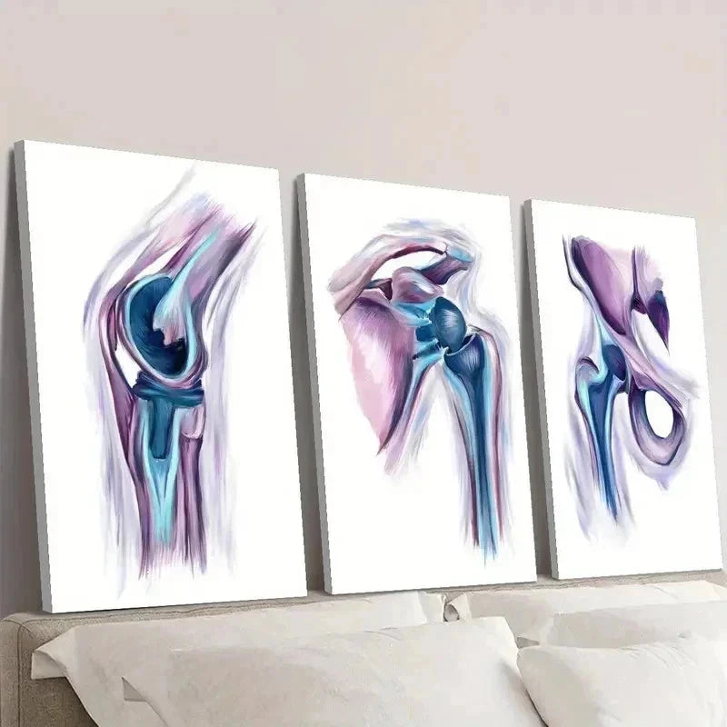3pcs intricate Blue & Purple Figures  Wall Art Set Canvas Framed 60x90cm - High Quality Print 100% Australian Made Wall Canvas Ready to Hang