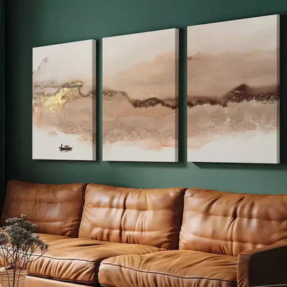 3pcs Pink & Gold Abstract Design Wall Art Set Canvas Unframed - High Quality Print 100% Australian Made Wall Canvas
