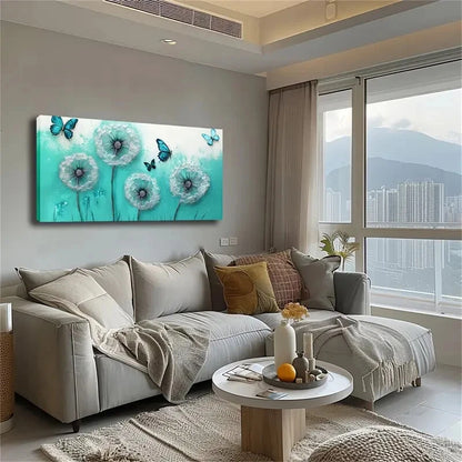 Vibrant Butterfly & Dandelion Wall Art Canvas Office Home Room Framed 120x60cm - Bella Home Decor