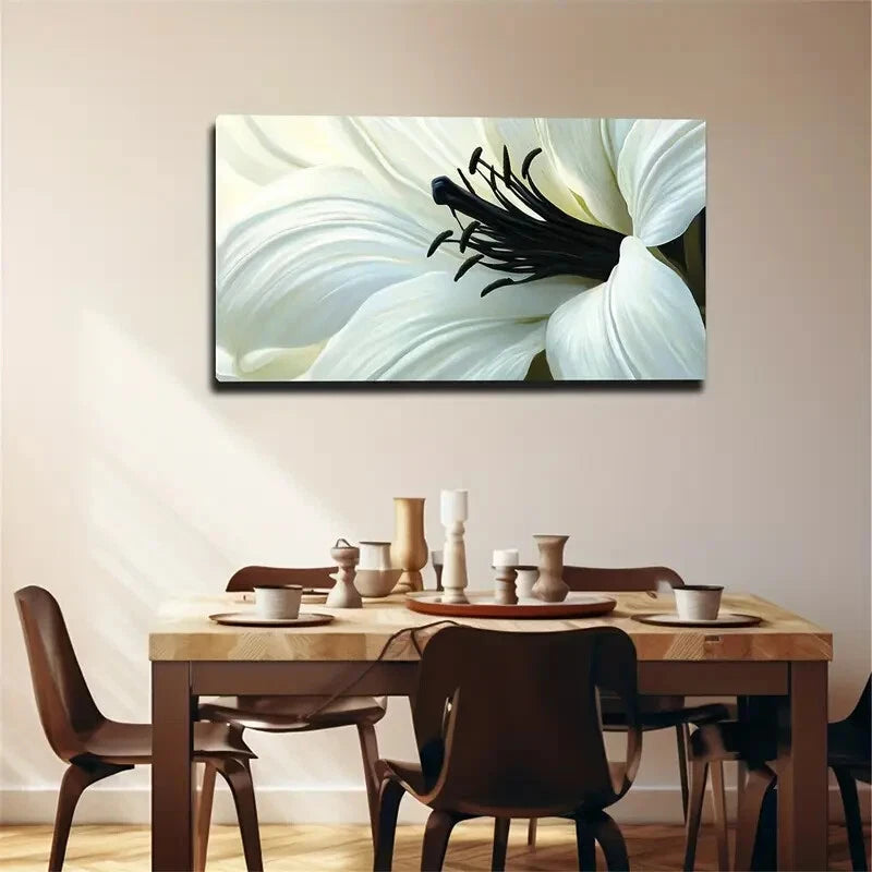 White Petals Of Lilies Have Wall Art Canvas Office Home Room Framed 120x60cm. - Bella Home Decor