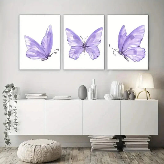 3pcs Modern Rustic Art Deco Butterfly Metal Print Ready to Hang Art