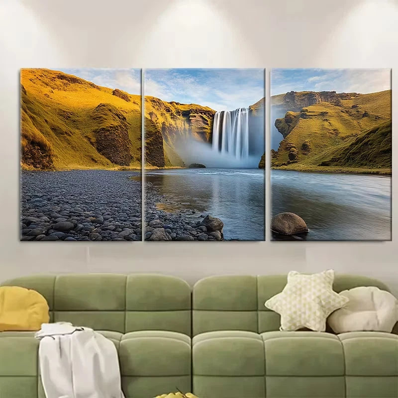 3pcs Vivid Icelandic Landscape Metal Print Ready to Hang Art