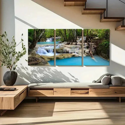 3pcs Mountain Forest Small Stream Water Wall Art Set Canvas Unframed - High Quality Print 100% Australian Made Wall Canvas