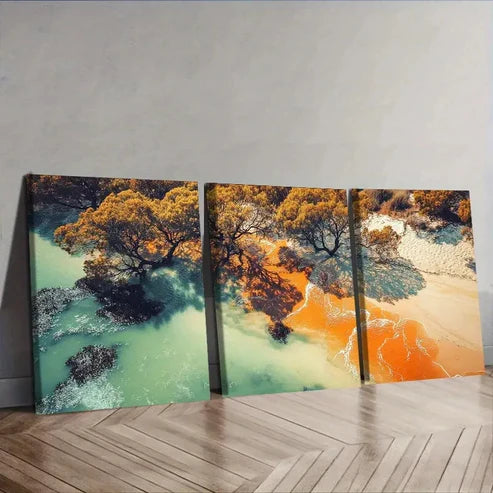 3pcs Aerial View of the Sand Wall Art Set Wall Art Canvas Unframed – High Quality Print 100% Australian Made Wall Canvas - Bella Home Decor