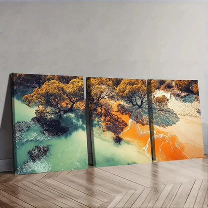 3pcs Aerial View of the Sand Wall Art Set Wall Art Canvas Unframed – High Quality Print 100% Australian Made Wall Canvas - Bella Home Decor