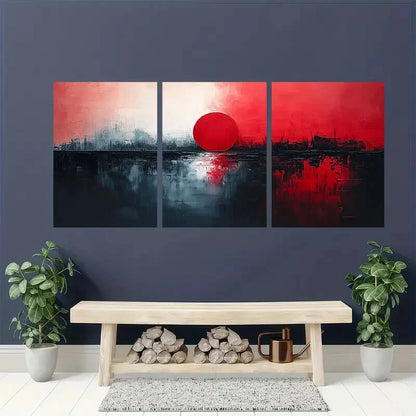 3pcs Textured Abstract Painting Gray and Black Metal Print Ready to Hang Art - Bella Home Decor