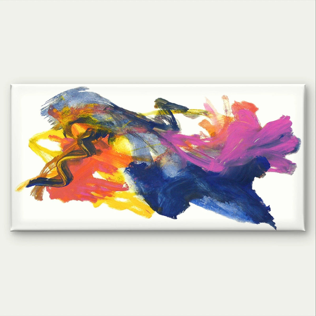 Abstract Colourful Expressive Paint Wall Art Canvas Office Home Framed 120x60cm