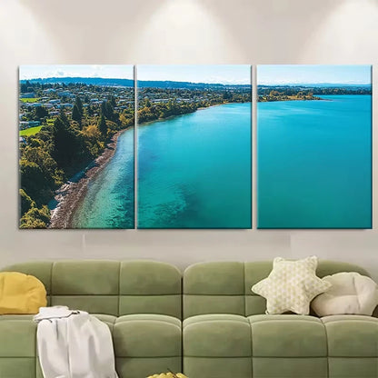 3pcs Scenery with Lagoon, Forest Metal Print Ready to Hang Art