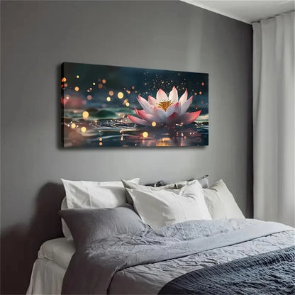Blooming for Lotus Flower Décor Wall Art Canvas Office Home Room Framed 120x60cm