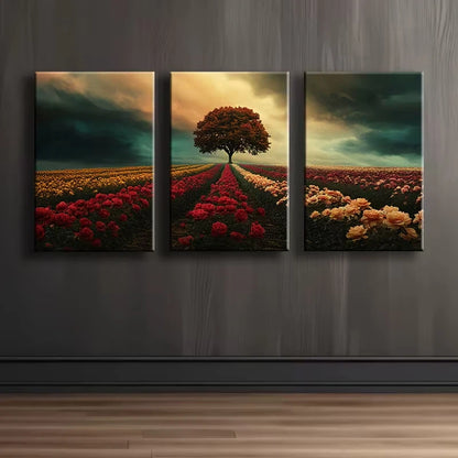 3pcs Stunning Floral Landscape Wall Art Set Canvas Framed 50x70cm - High Quality Print 100% Australian Made Wall Canvas Ready to Hang