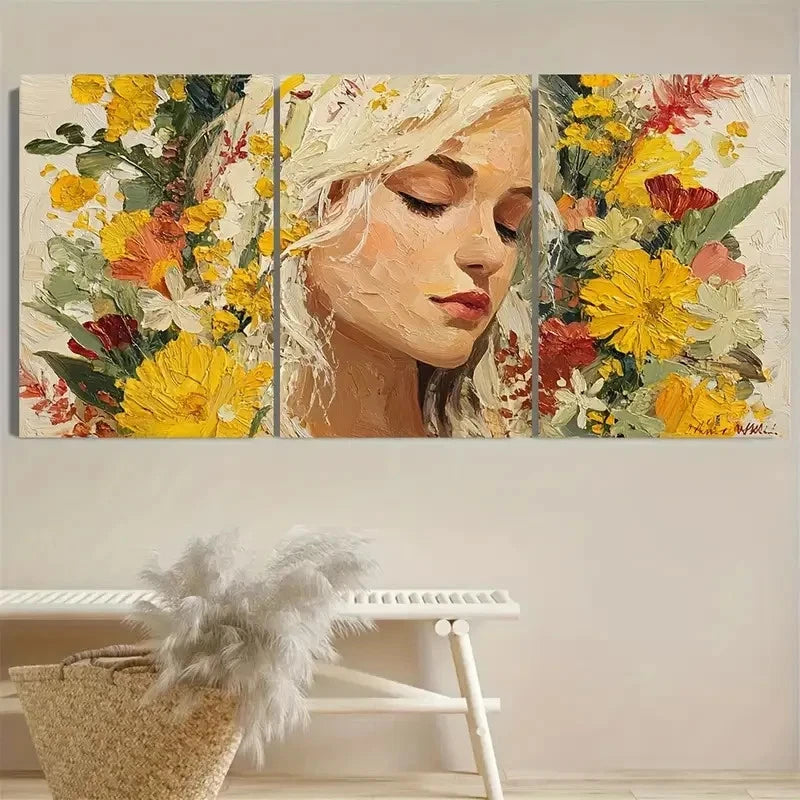 3pcs Woman Gallery Wall Art Set Canvas Framed 50x70cm - High Quality Print 100% Australian Made Wall Canvas Ready to Hang