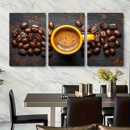 3pcs Aerial View Coffee Metal Print Ready to Hang Art - Bella Home Decor