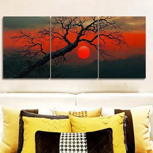 3pcs The Red Sun Tree Wall Art Set Wall Art Canvas Unframed – High Quality Print 100% Australian Made Wall Canvas