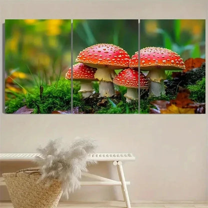 3pcs Enchanted Forest Mushroom Wall Art Set Canvas Unframed - High Quality Print 100% Australian Made Wall Canvas