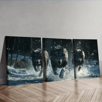 3pcs Fierce Wolf pack Wall Art Set Canvas Unframed - High Quality Print 100% Australian Made Wall Canvas