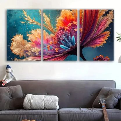 3pcs Abstract Colorful Flower Wall Art Set Canvas Framed 40x60cm - High Quality Print 100% Australian Made Wall Canvas Ready to Hang - Bella Home Decor