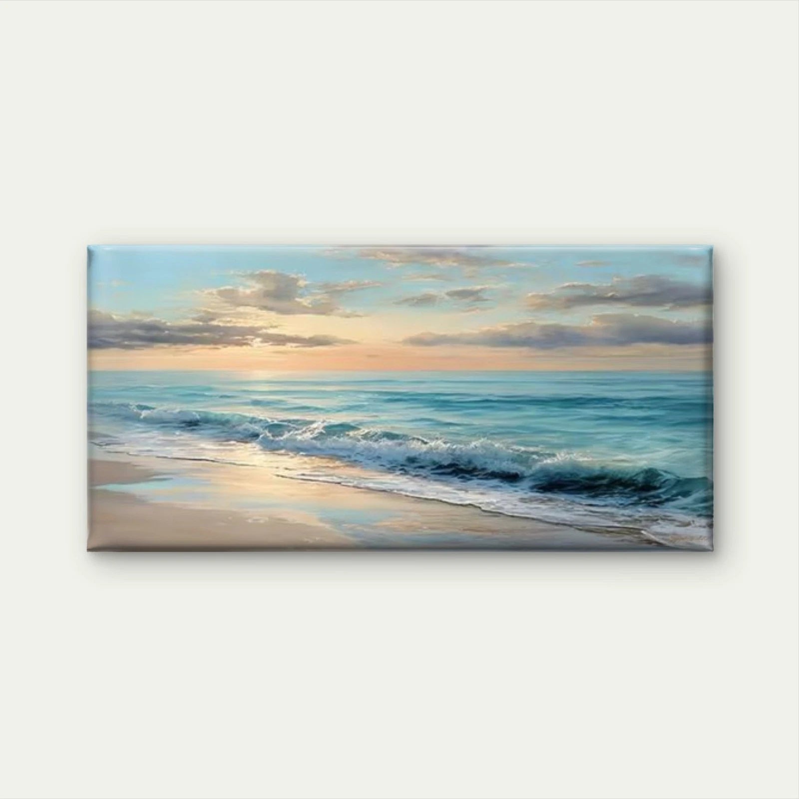 Romantic Beach Scene with Ocean Wall Art Canvas Office Home Room Framed 120x60cm - Bella Home Decor