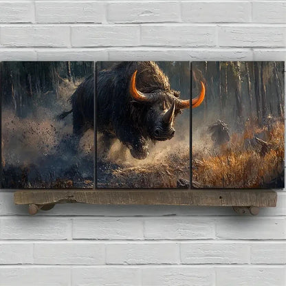 3pcs Stunning Rhinoceros Forest Metal Print Ready to Hang Art - Bella Home Decor