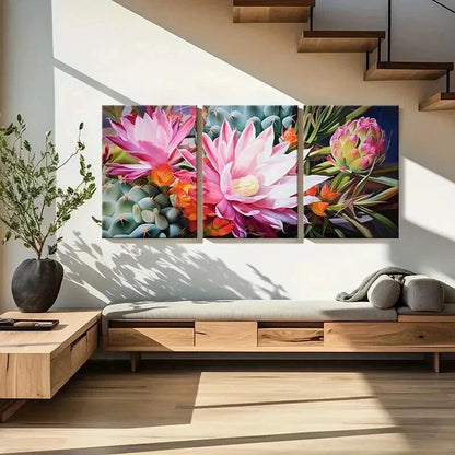 3pcs Colorful Plants Succulents Flowers Wall Art Set Canvas Framed 60x90cm - High Quality Print 100% Australian Made Wall Canvas Ready to Hang - Bella Home Decor