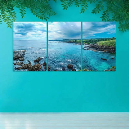 3pcs Sydney Rocky Shore in Australia  Wall Art Set Canvas Framed 50x70cm - High Quality Print 100% Australian Made Wall Canvas Ready to Hang