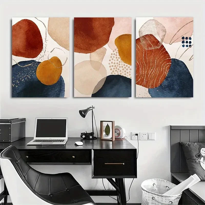 3pcs Abstract Geometric Line Canvas Framed 50x70cm - High Quality Print 100% Australian Made Wall Canvas Ready to Hang - Bella Home Decor