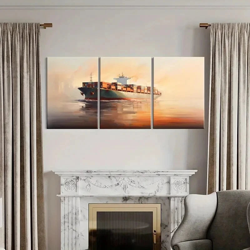 3pcs Maritime Sunset Serenity Vintage Metal Print Ready to Hang Art - Bella Home Decor