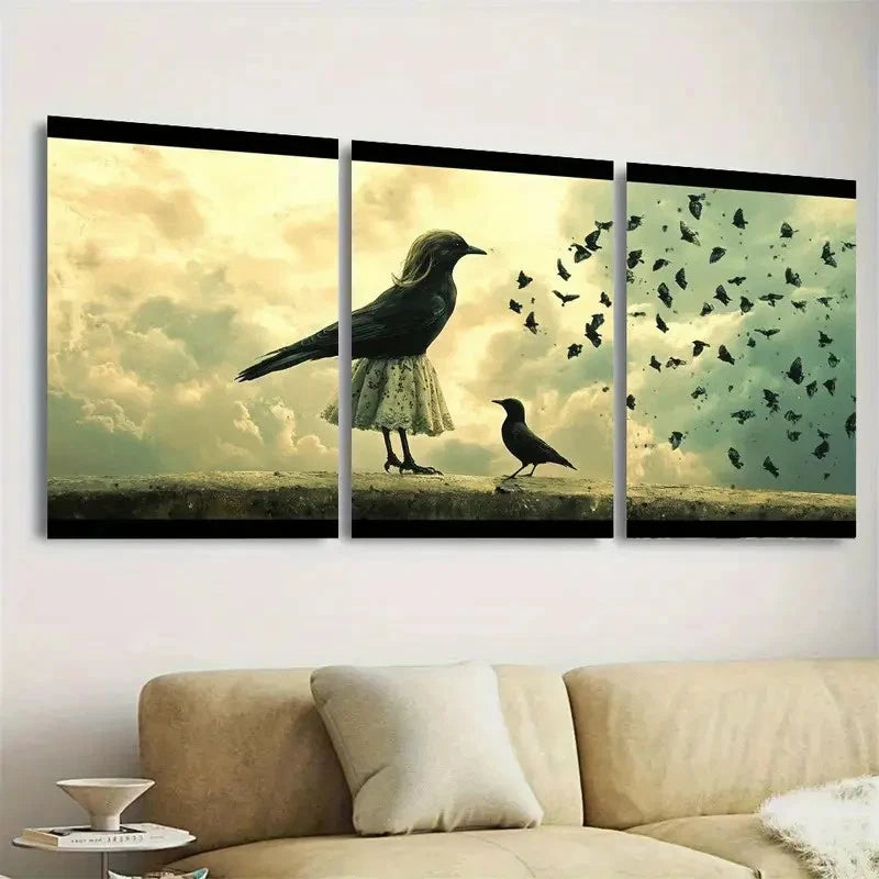 3pcs Dramatic Sky & Butterflies Wall Art Set Canvas Framed 60x90cm - High Quality Print 100% Australian Made Wall Canvas Ready to Hang - Bella Home Decor