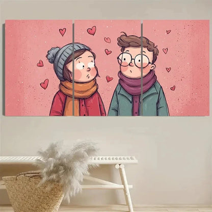 3pcs Anniversary Funny Love Couple Art Wall Art Set Canvas Framed 40x60cm - High Quality Print 100% Australian Made Wall Canvas Ready to Hang - Bella Home Decor