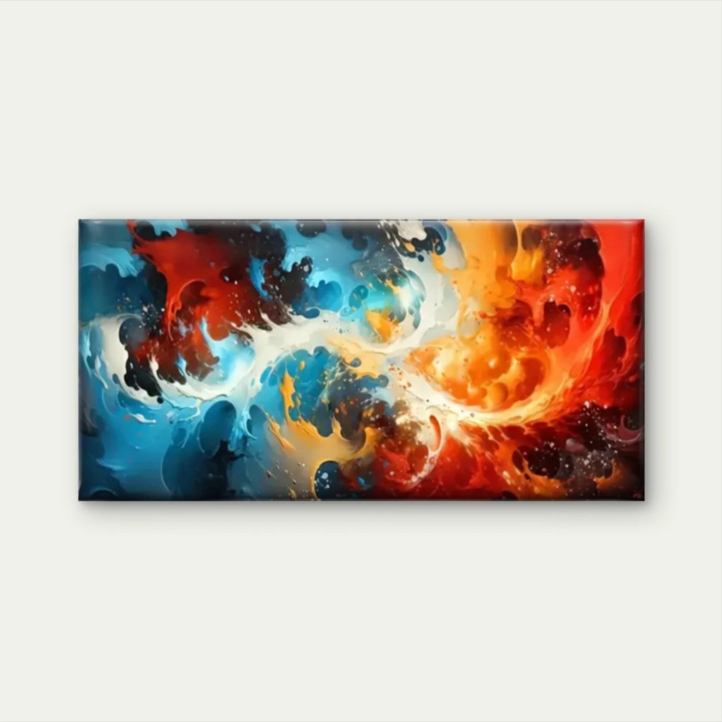 Vibrant Swirls Abstract Modern Wall Art Canvas Office Home Room Framed 120x60cm