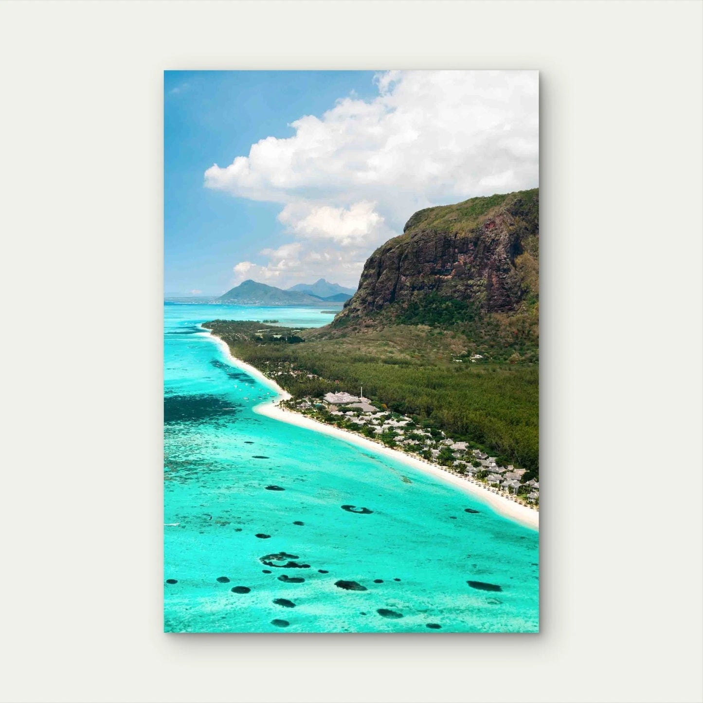 Birds Eye View Le Morne Brabant Island 60x90cm Metal Print Ready to Hang