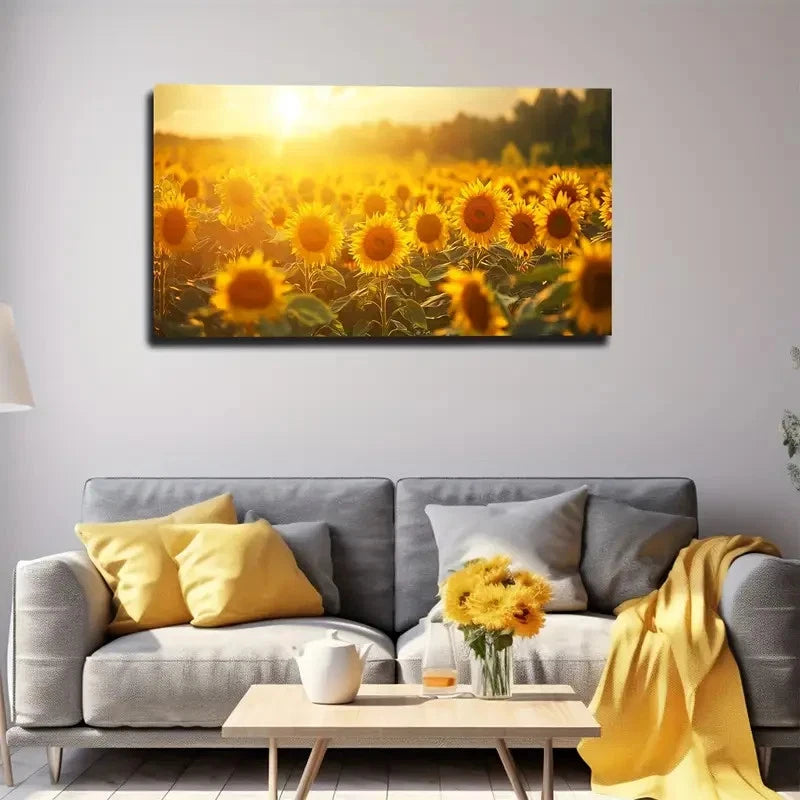 Sunflower Sea Beautiful Wall Art Canvas Office Home Room Framed 120x60cm